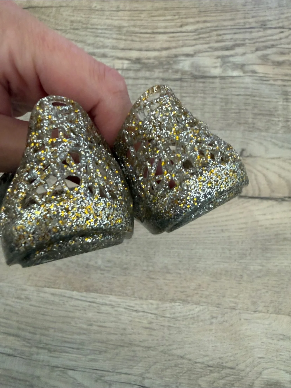 Mini Melissa Girls Glitter Gold Mary Jane Flats
